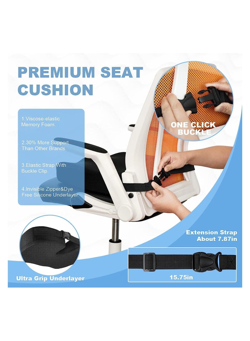 Memory Foam Seat Cushion, Adjustable Non-Slip Coccyx Cushion Pain Relief Cushion for Office Chair, Wheelchair, Car Seat, Gaming And Computer Chairs