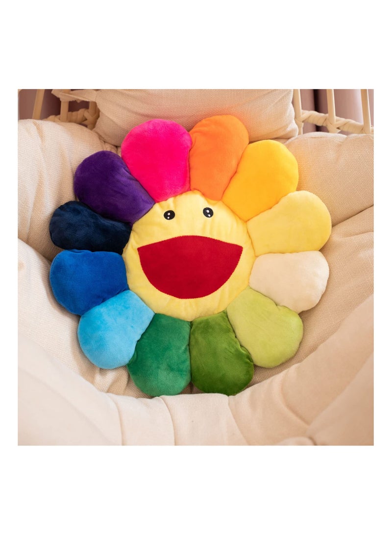 Sunflower Flower Plush Pillow, Soft and Comfortable Smiley Cushion Colorful Sun for Home Bedroom Shop Restaurant Decor