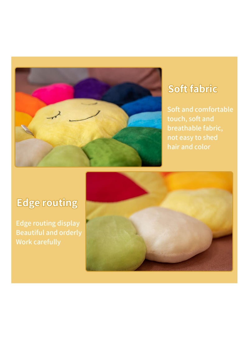 Sunflower Flower Plush Pillow, Soft and Comfortable Smiley Cushion Colorful Sun for Home Bedroom Shop Restaurant Decor