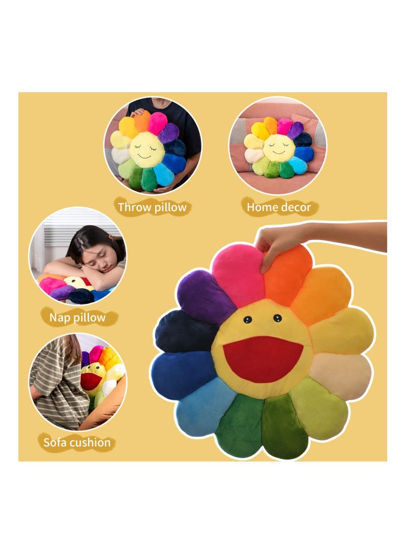 Sunflower Flower Plush Pillow, Soft and Comfortable Smiley Cushion Colorful Sun for Home Bedroom Shop Restaurant Decor