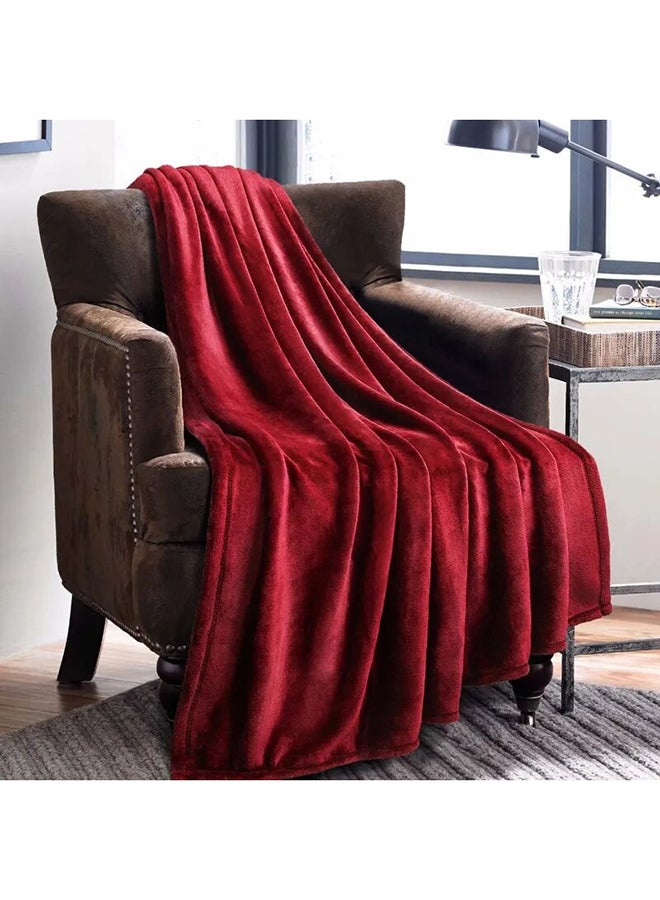 Reversible Soft Sherpa Bed Blanket Fleece Maroon 220x240cm