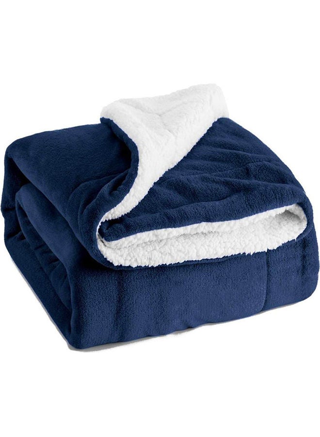 Reversible Soft Sherpa Bed Blanket Fleece Navy Blue 220x240cm