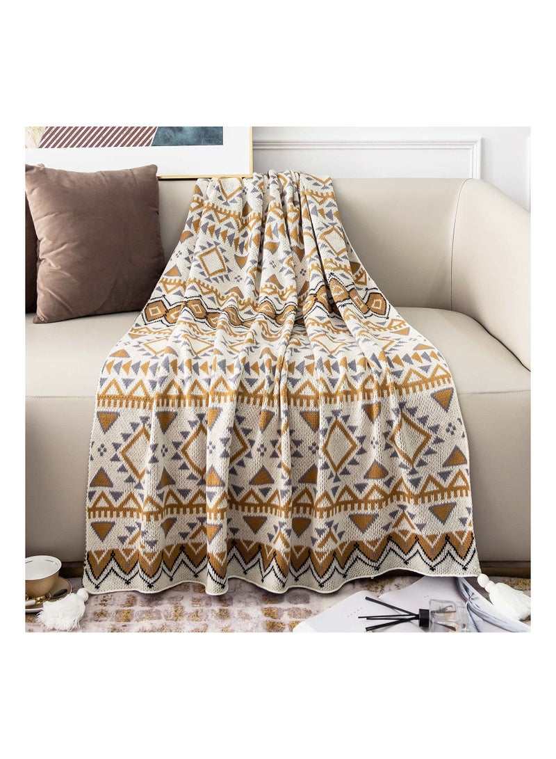 Throw Blanket, Soft Cozy Lightweight Boho Knitted Tassel Vintage Soft Chair Throw Blankets Bohemian Couch Decorative Throw Blankets for Bed Sofa Couch - All Seasons (50x60 Inch)