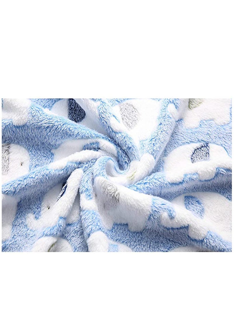 3 Pieces Blankets Super Soft Fluffy Premium Cute Elephant Pattern Pet Blanket Flannel Throw for Dog Puppy Cat