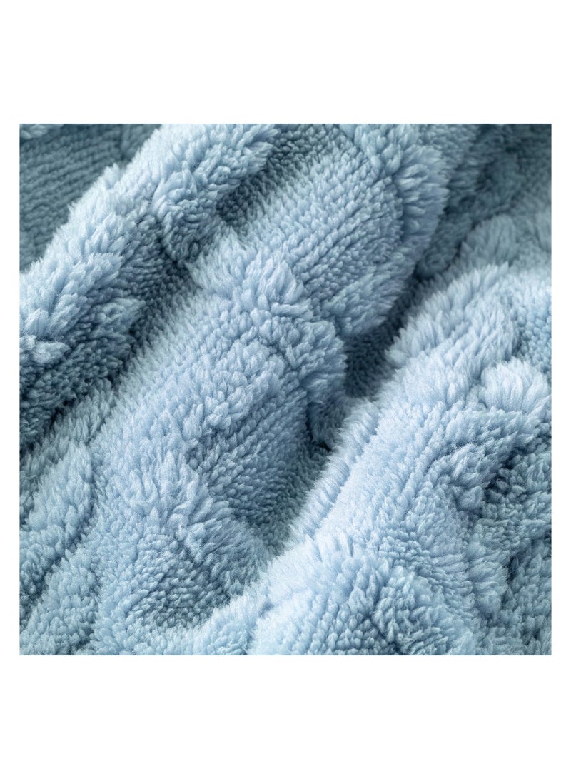 Jacquard Sherpa Blanket Super King Size Faux Fur Bed Blanket 220x240cm Flannel Fleece Reversible Blanket Double Size Warm and Plush Throw Blanket Blue Grey