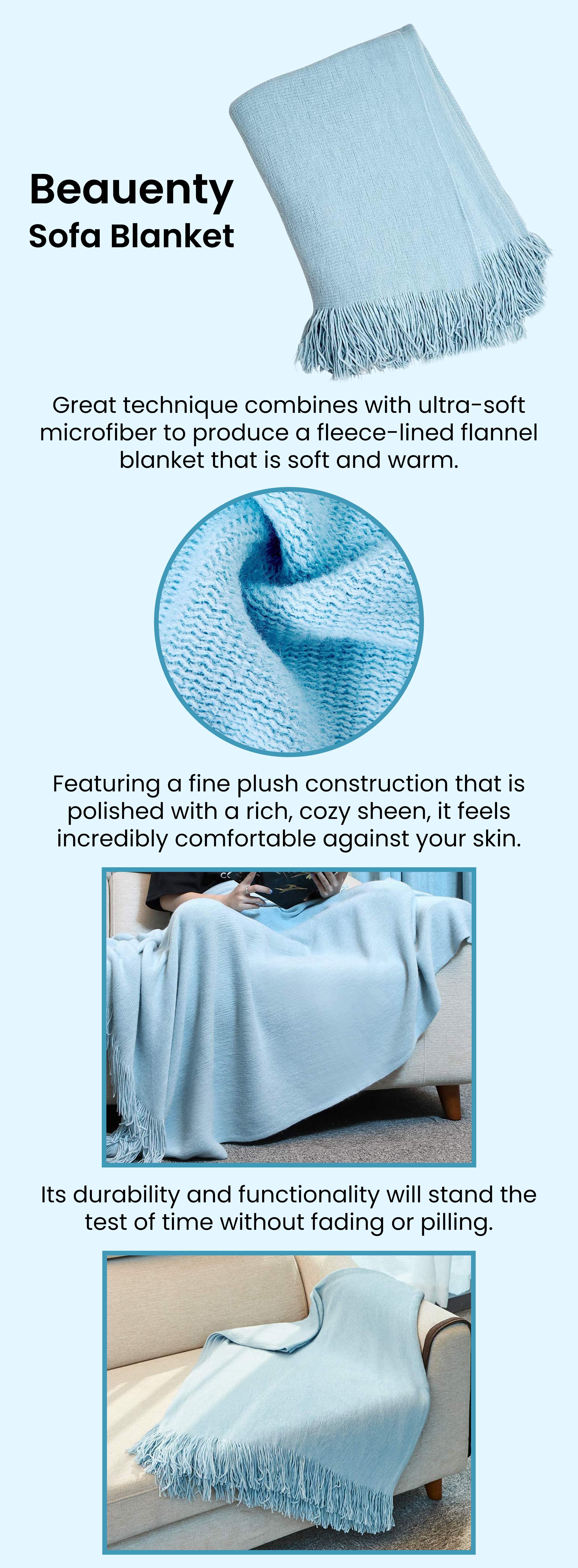 Sofa Blanket Combination Blue 127x173cm