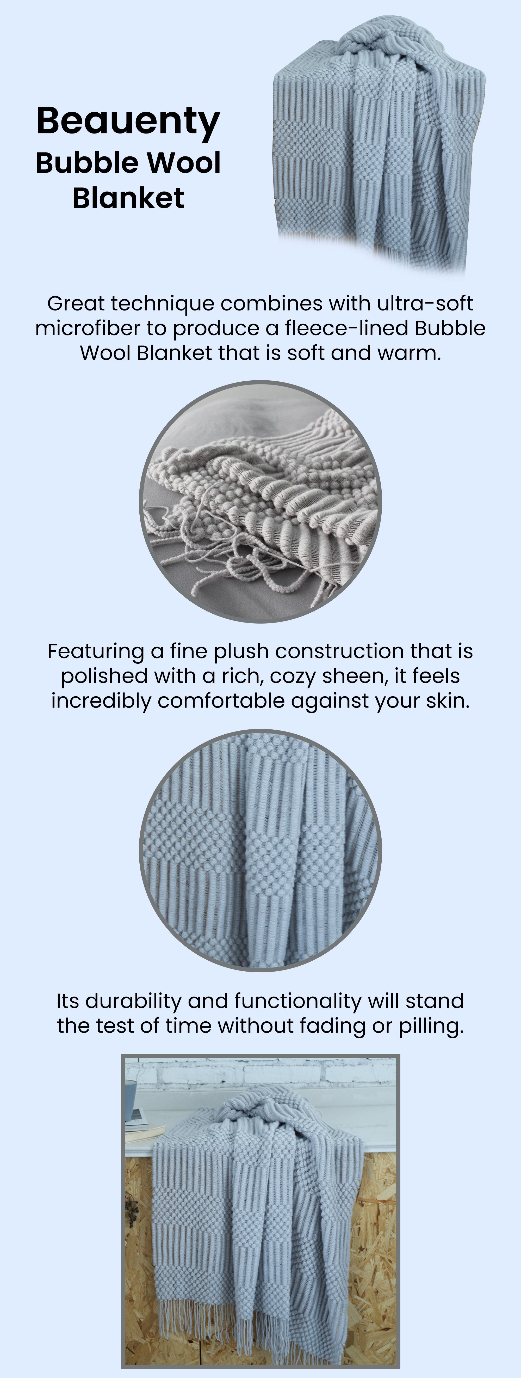 Bubble Blanket Wool Grey 130x200cm