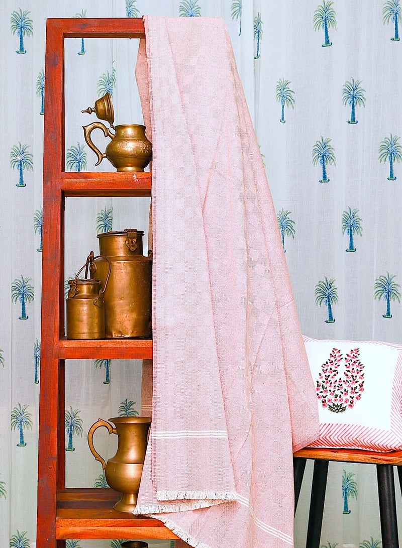 Handwoven Premium Organic Handloom Cotton Red and White Throw Blanket