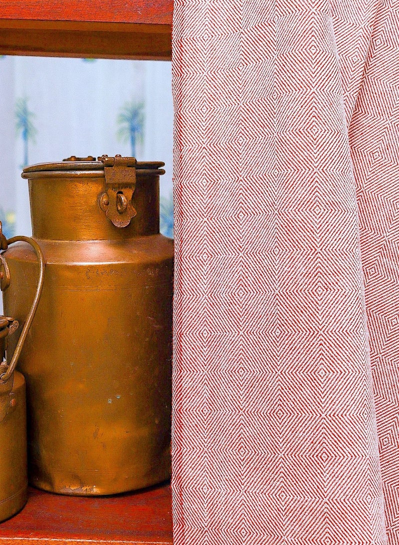 Handwoven Premium Organic Handloom Cotton Red and White Throw Blanket