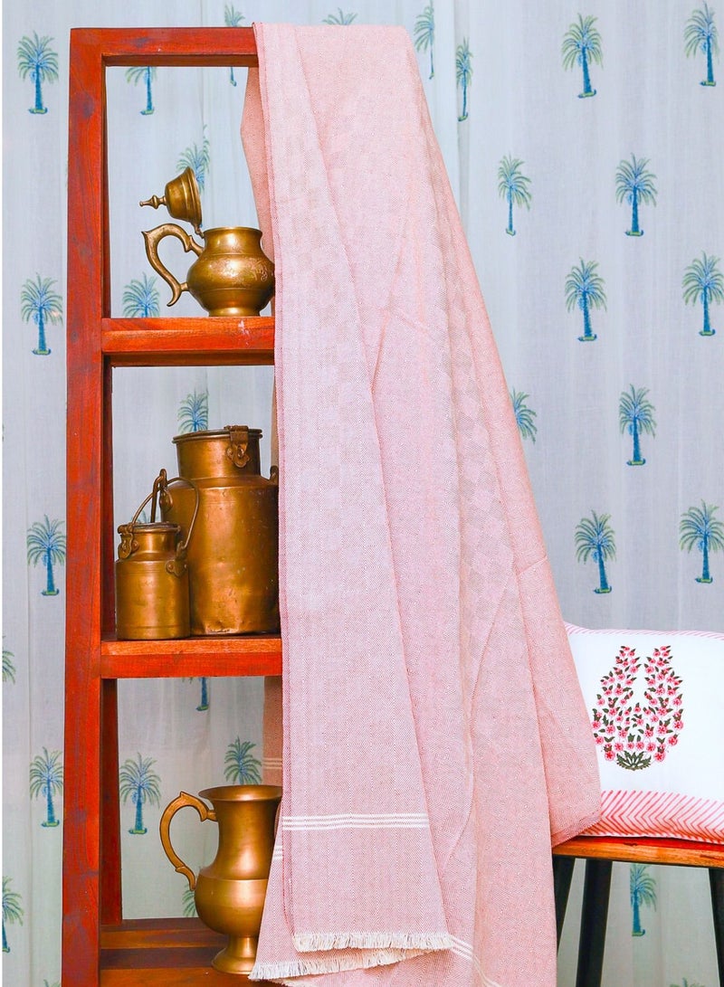 Handwoven Premium Organic Handloom Cotton Red and White Throw Blanket