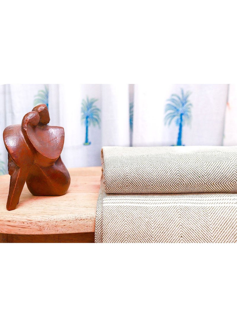 Brown and White Handwoven Premium Organic Handloom Soft Cotton Throw Blanket