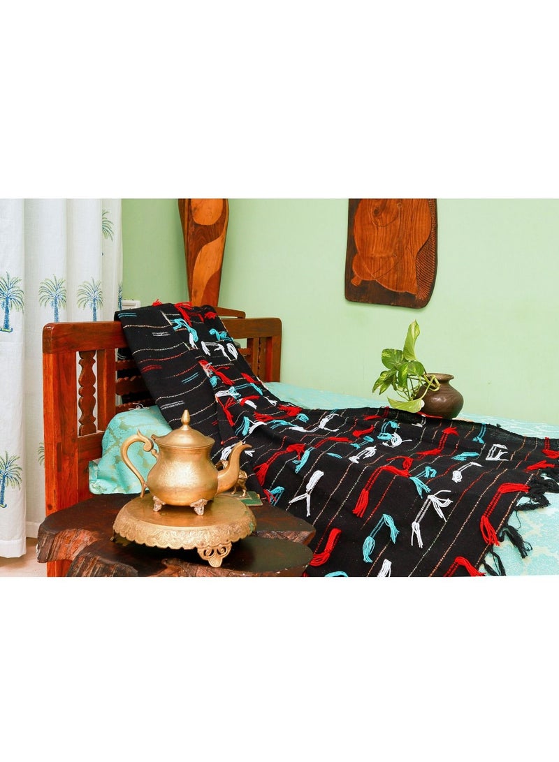 Organic Handloom Cotton And Premium Wool Hand Knitted Throw Blanket