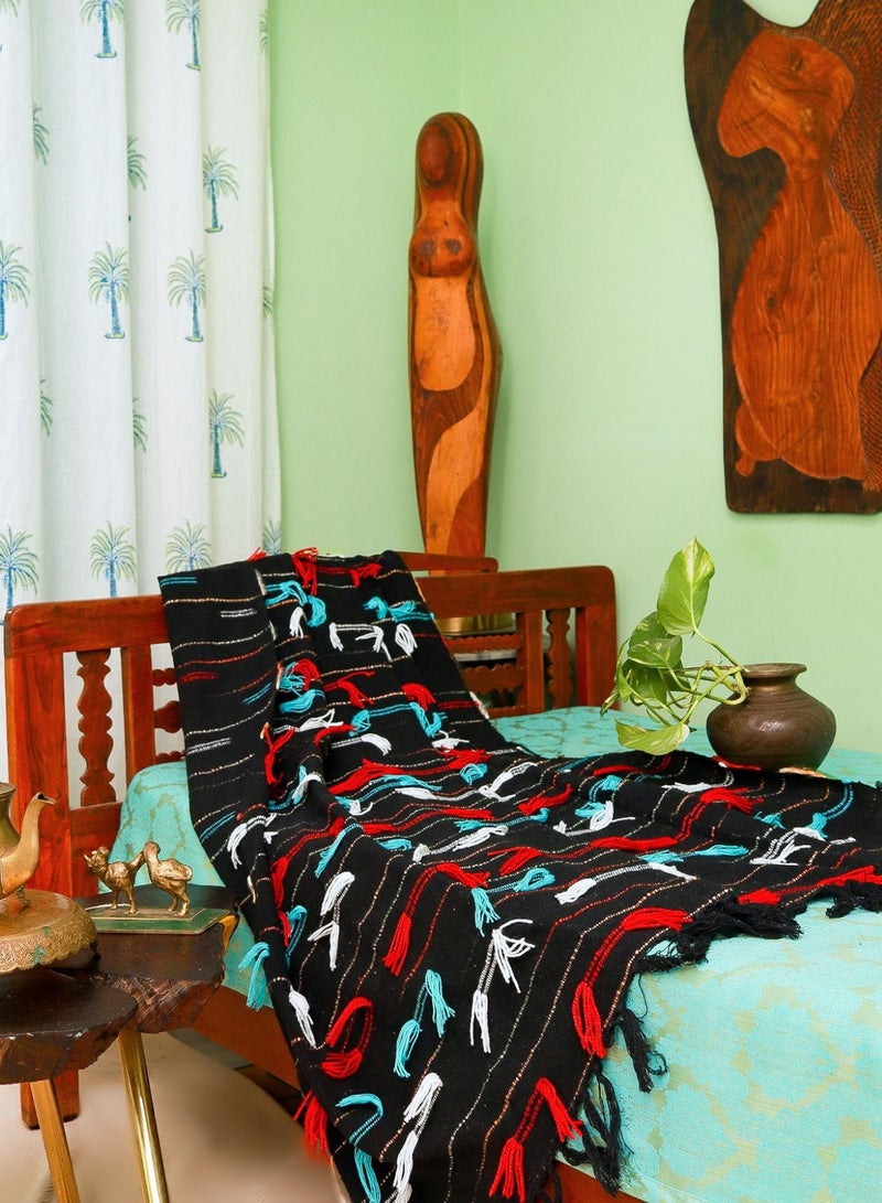 Organic Handloom Cotton And Premium Wool Hand Knitted Throw Blanket