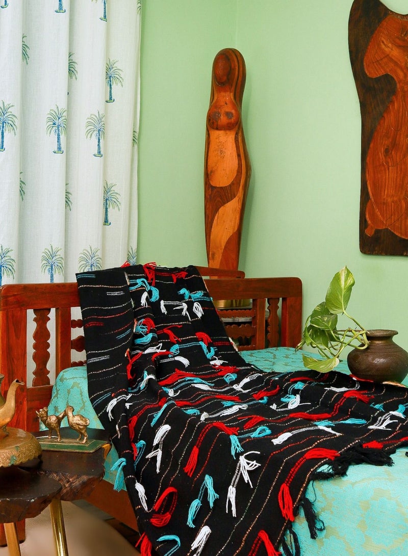 Organic Handloom Cotton And Premium Wool Hand Knitted Throw Blanket