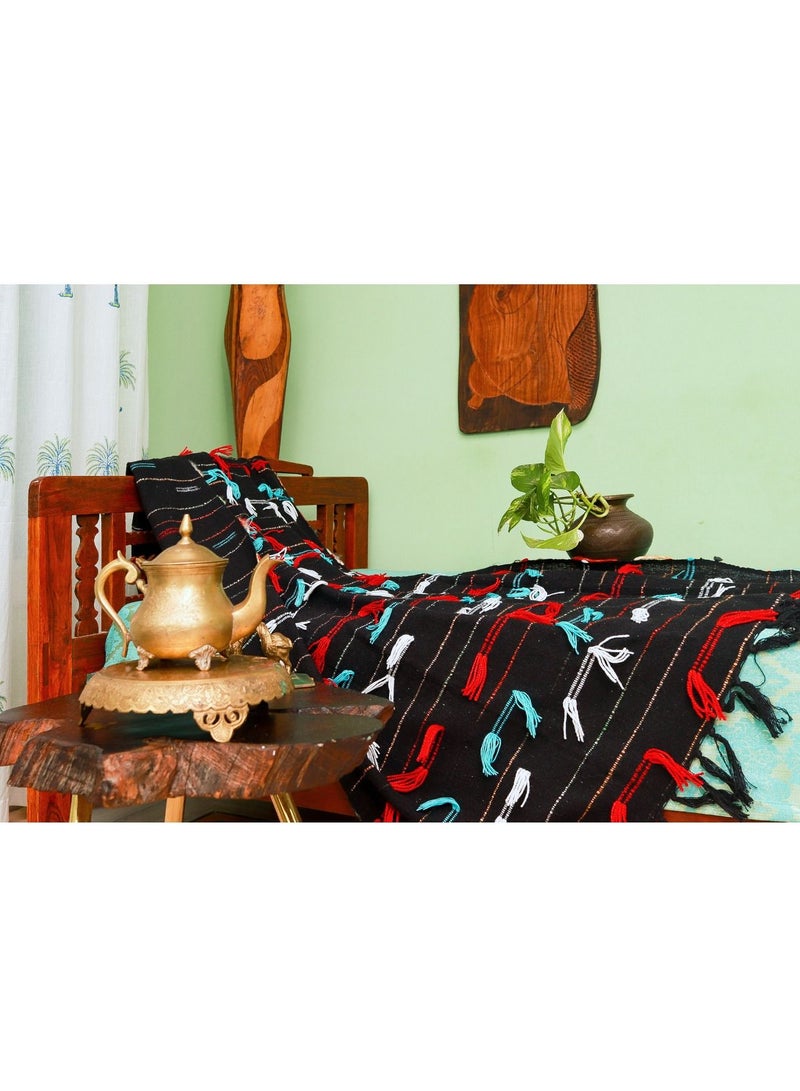 Organic Handloom Cotton And Premium Wool Hand Knitted Throw Blanket
