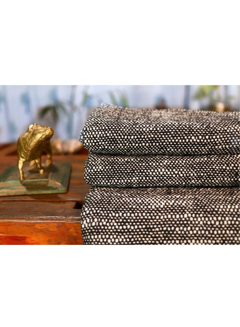 Black and Ivory Cotton Handwoven Sofa Throw Blanket