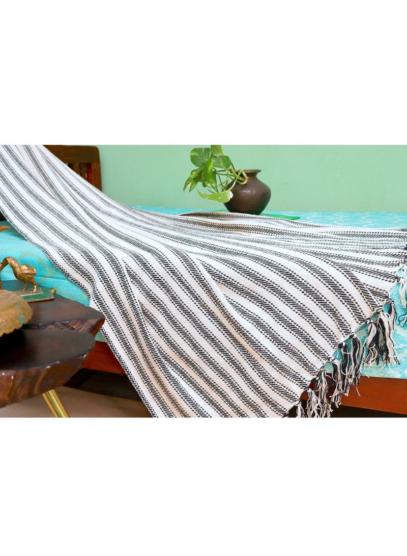 Hand Knitted Handloom Ivory Organic Cotton Sofa Throw Blanket