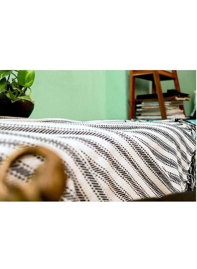 Hand Knitted Handloom Ivory Organic Cotton Sofa Throw Blanket