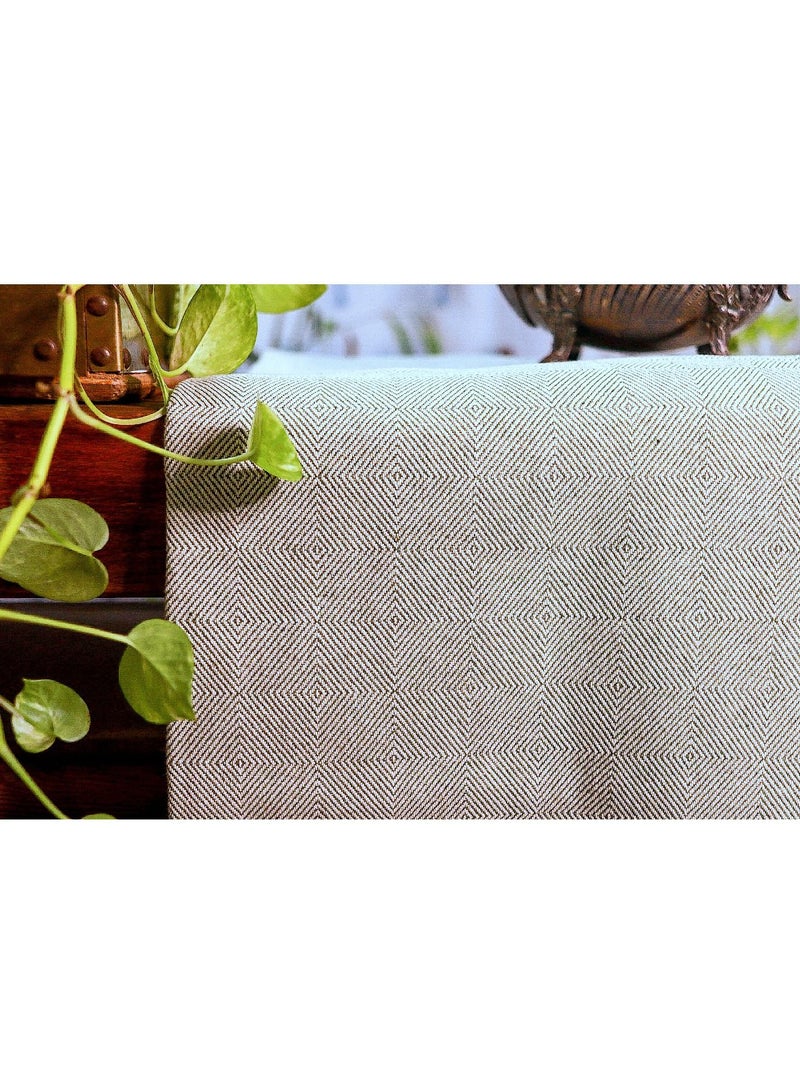 Premium Organic Handloom Cotton Olive Green and White Patterned Handwoven Blanket Throw