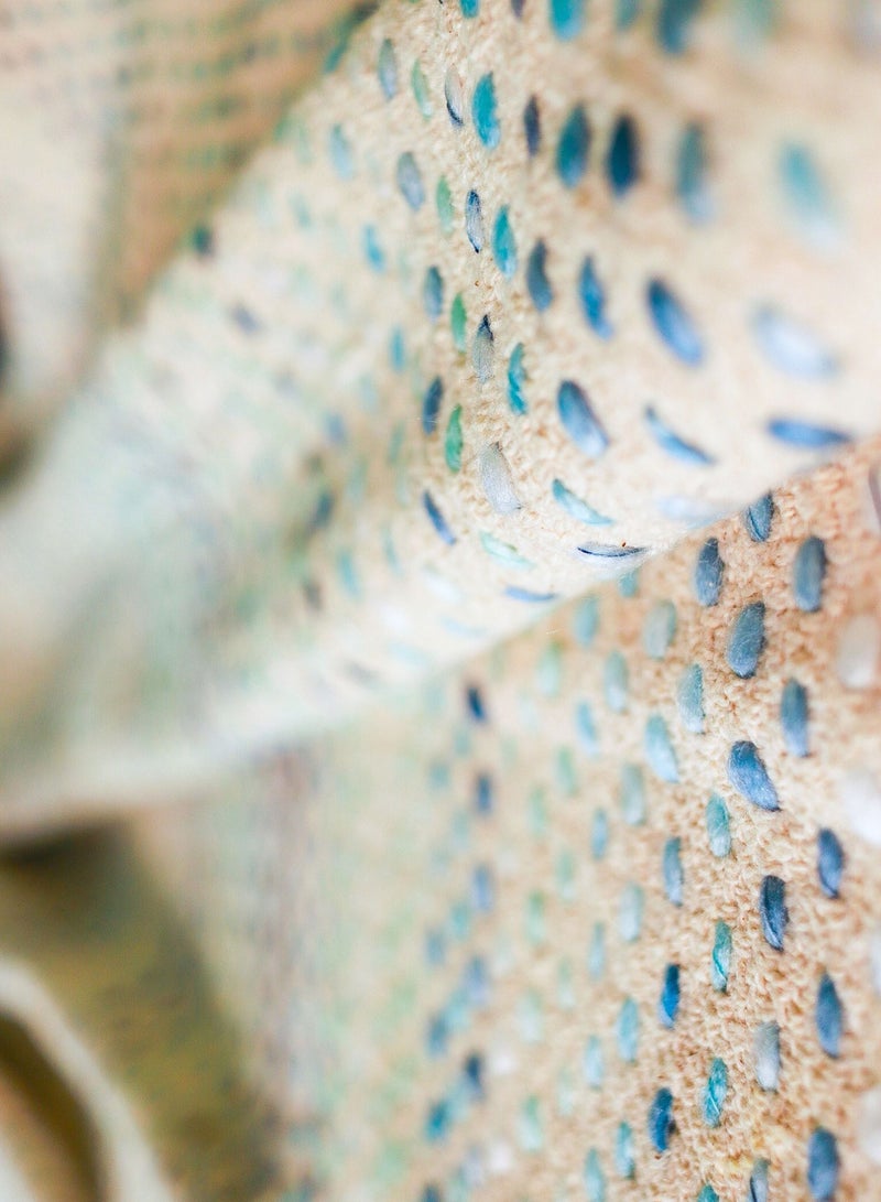 Polka Dot Blue Colored Premium Cotton Acrylic Handwoven Sofa Throw Blanket