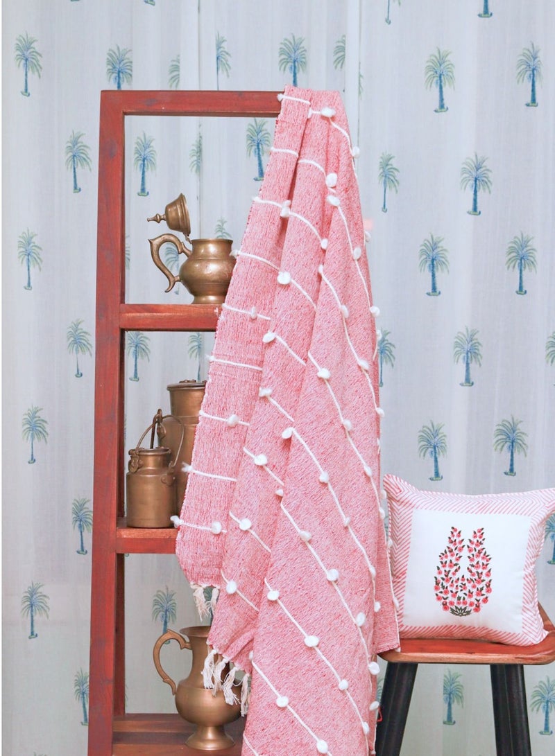 Pink Hand Knitted Premium Organic Cotton Throw Blanket