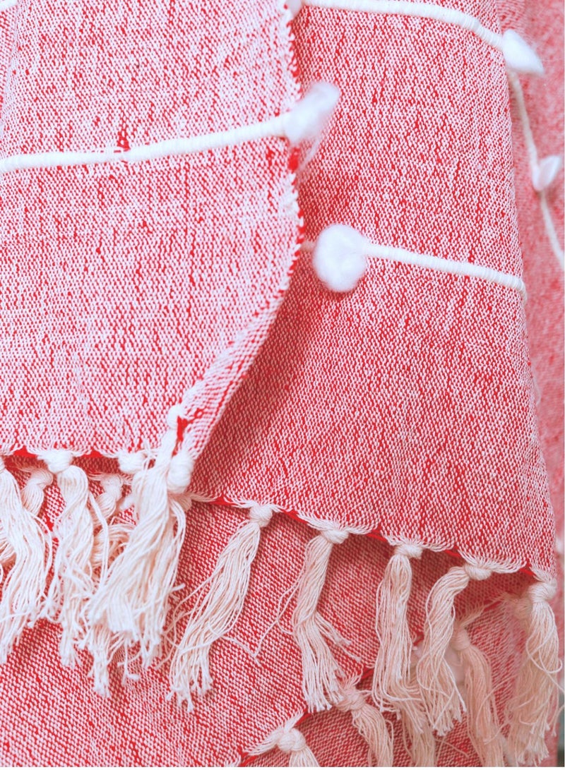 Pink Hand Knitted Premium Organic Cotton Throw Blanket