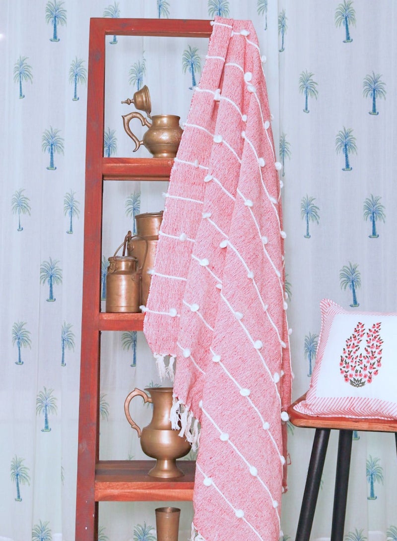 Pink Hand Knitted Premium Organic Cotton Throw Blanket