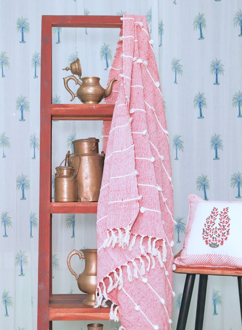 Pink Hand Knitted Premium Organic Cotton Throw Blanket