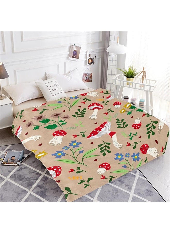Red Mushroom Soft Decor Fleece Blanket Lightweight All Season Plant Mushrooms Throw Blanket for Couch Sofa Bed Mushroom Decor Birthday Gifts Blankets for Adult Baby Kids Pet Blanket All Season 40