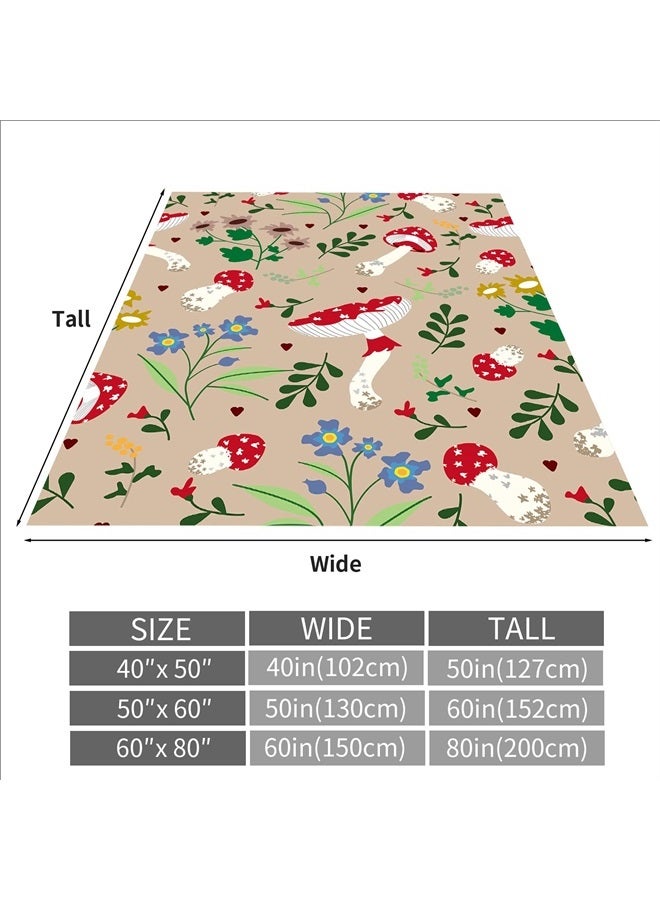 Red Mushroom Soft Decor Fleece Blanket Lightweight All Season Plant Mushrooms Throw Blanket for Couch Sofa Bed Mushroom Decor Birthday Gifts Blankets for Adult Baby Kids Pet Blanket All Season 40