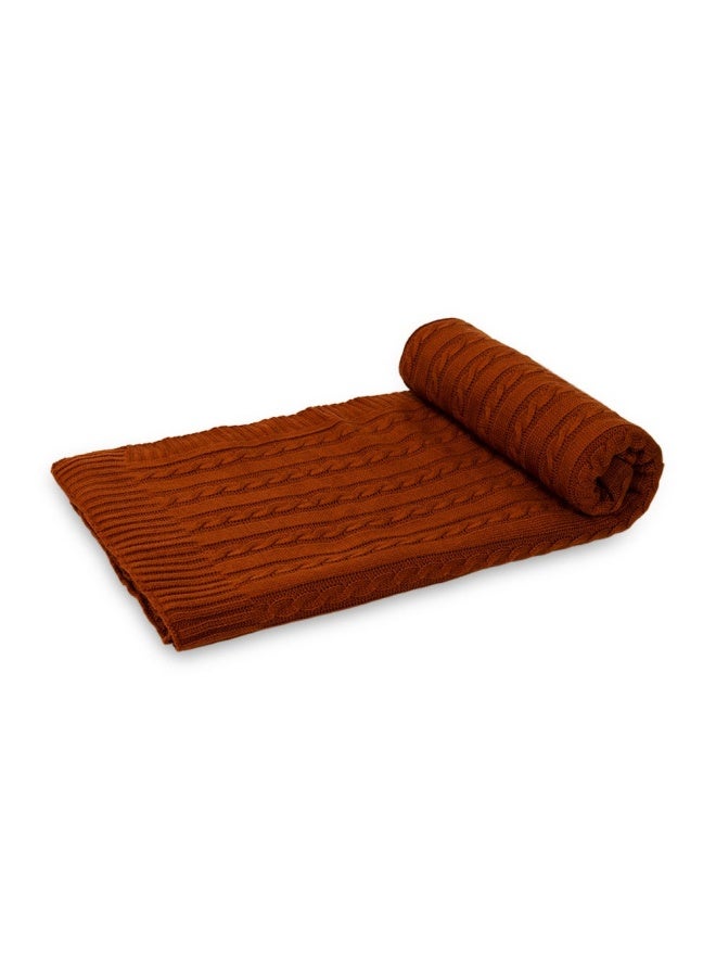 Cable Knit Throw, Honey - 127X152 Cm