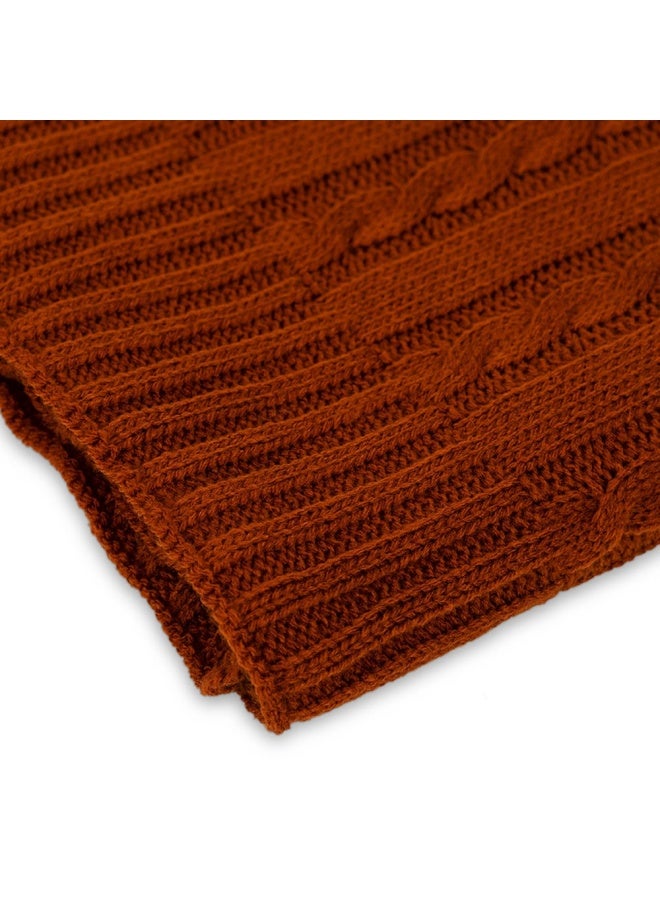 Cable Knit Throw, Honey - 127X152 Cm