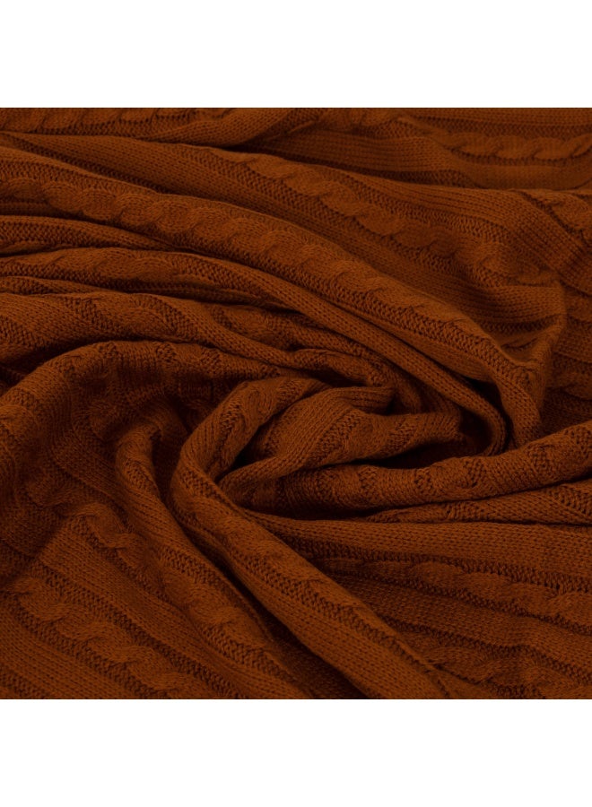 Cable Knit Throw, Honey - 127X152 Cm