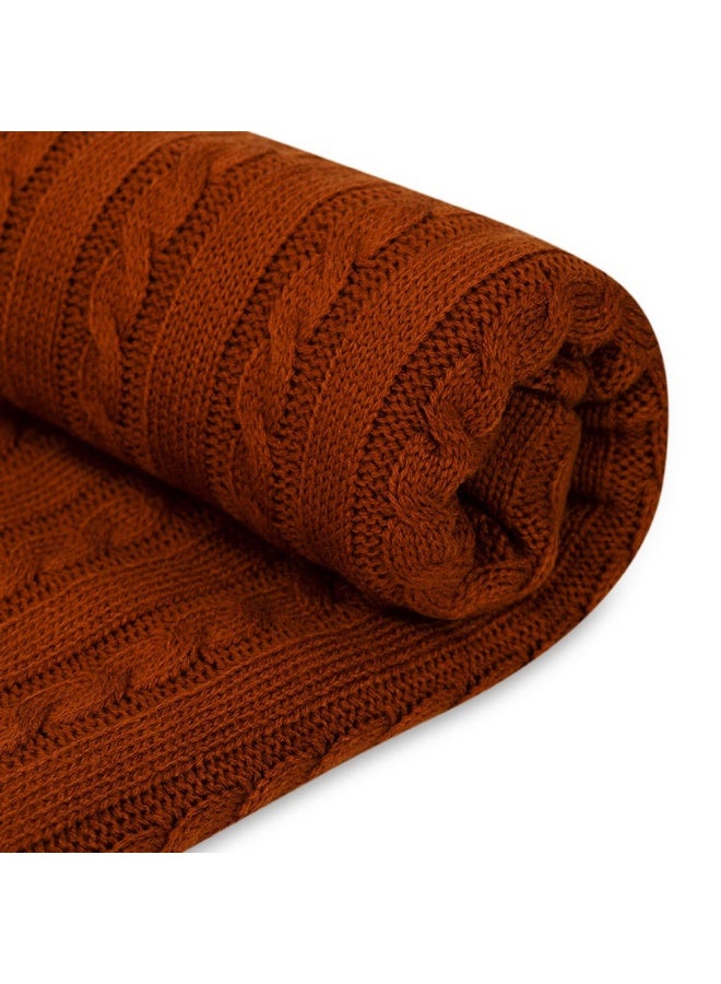 Cable Knit Throw, Honey - 127X152 Cm