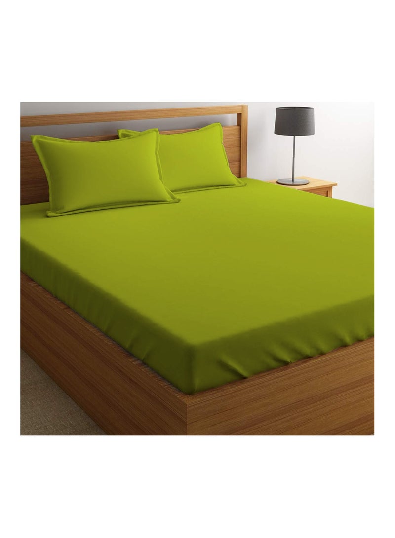 Twin Size Green Soft Wrinkle Free Microfiber 4 Piece Set Fitted Sheet Bed Sheet with Pillow Cover
