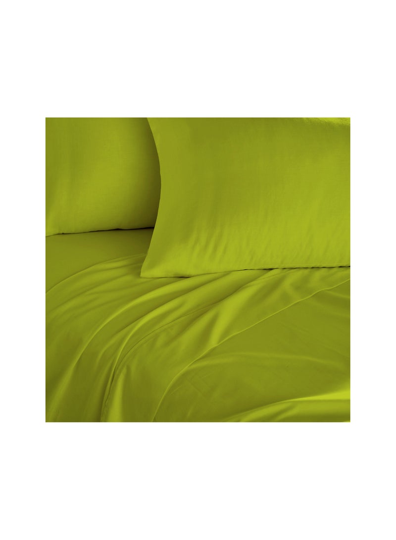 Twin Size Green Soft Wrinkle Free Microfiber 4 Piece Set Fitted Sheet Bed Sheet with Pillow Cover