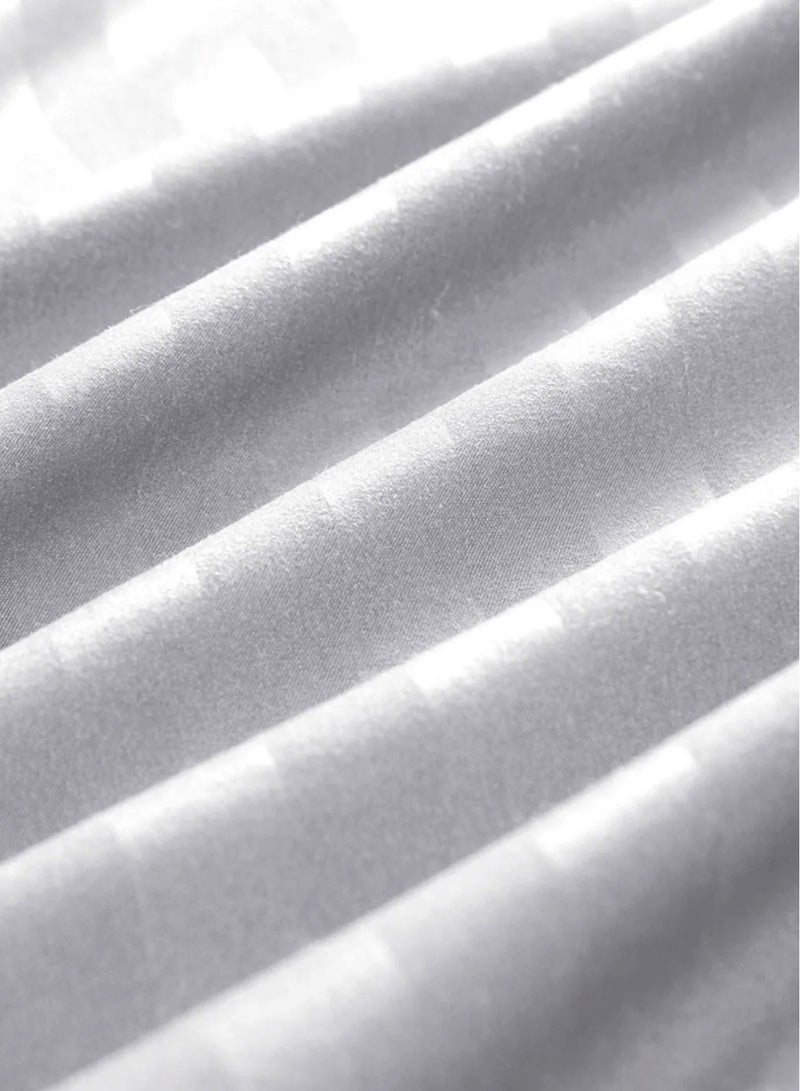 Queen Striped Fitted Sheet with 2 Pillow Case 180 x 200 Cm White