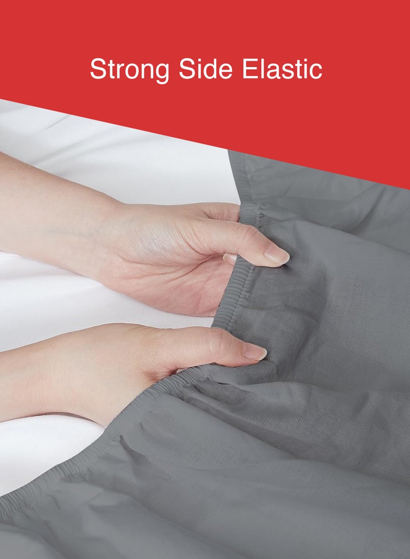 Queen Plain Fitted Sheet with 2 Pillow Case 180 x 200 Cm Grey