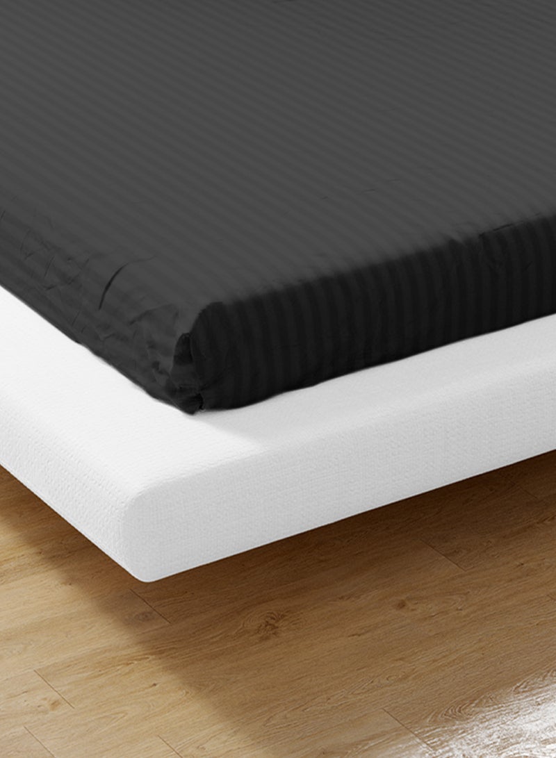King Striped Fitted Sheet with 2 Pillow Case 200 x 200 Cm Black