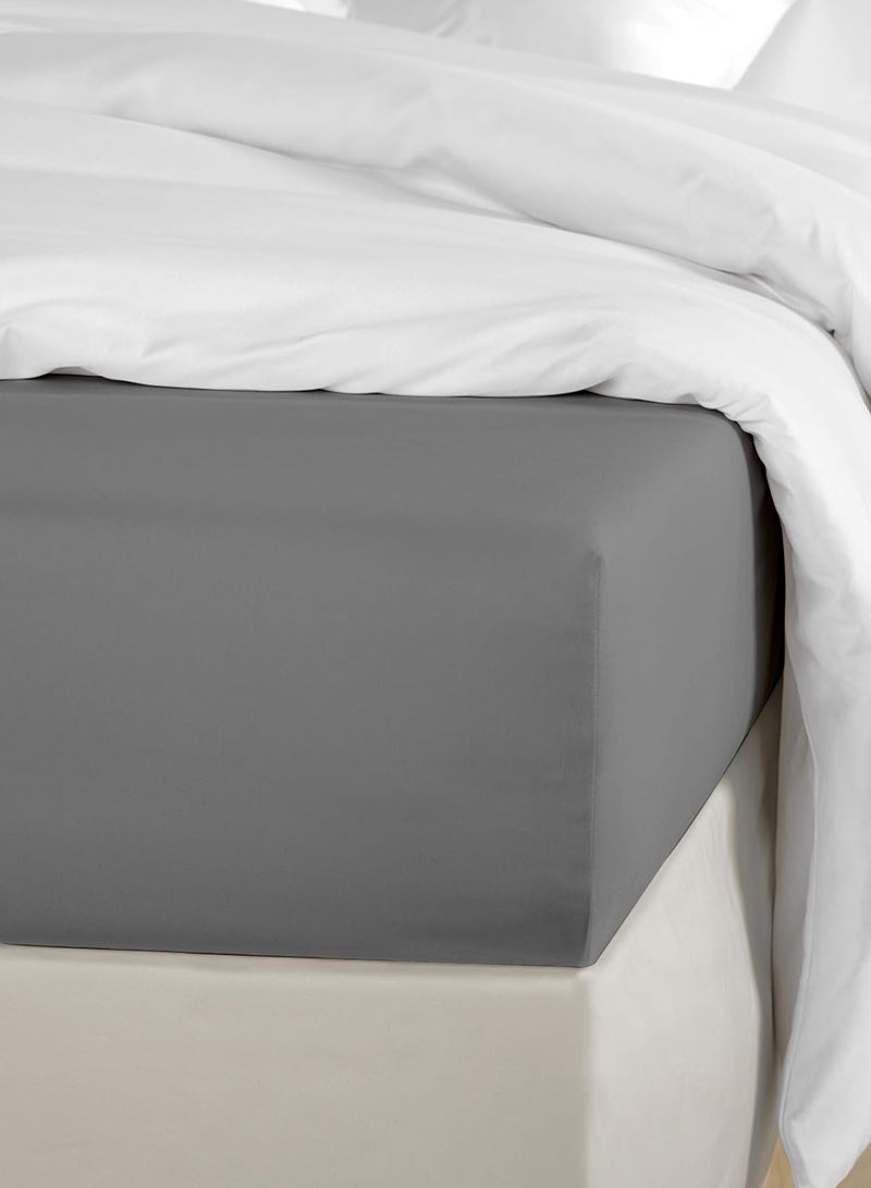 King Plain Fitted Sheet with 2 Pillow Case 200 x 200 Cm Grey