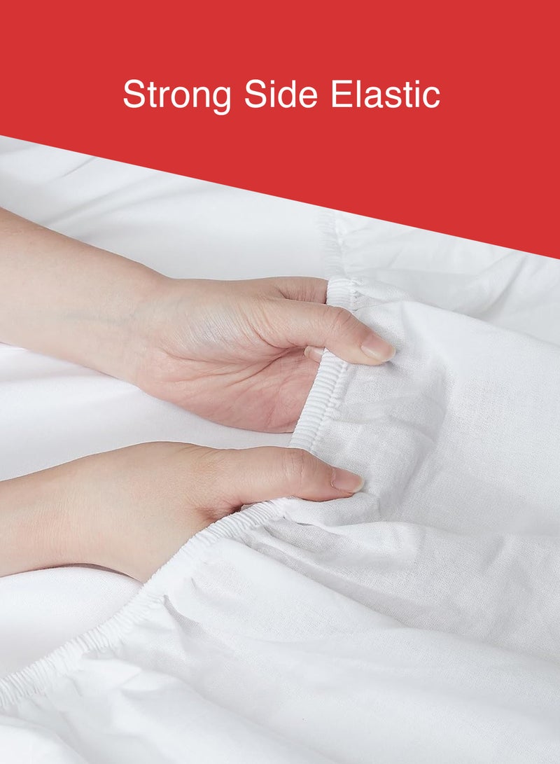 Queen Plain Fitted Sheet with 2 Pillow Case 180 x 200 Cm White