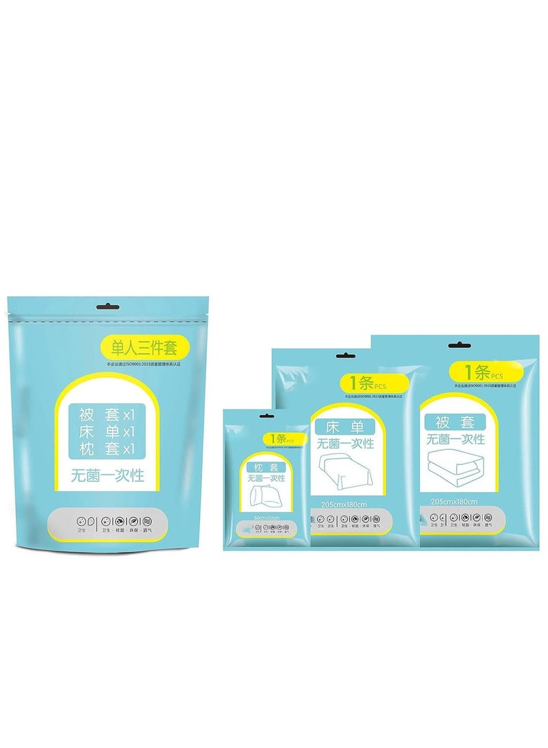 Disposable Bed Sheets for Travel, Quilt Cover and Pillow Case Set, Portable Disposable Bedding Set for Hotel and Travel (Travel 3-Piece Double)