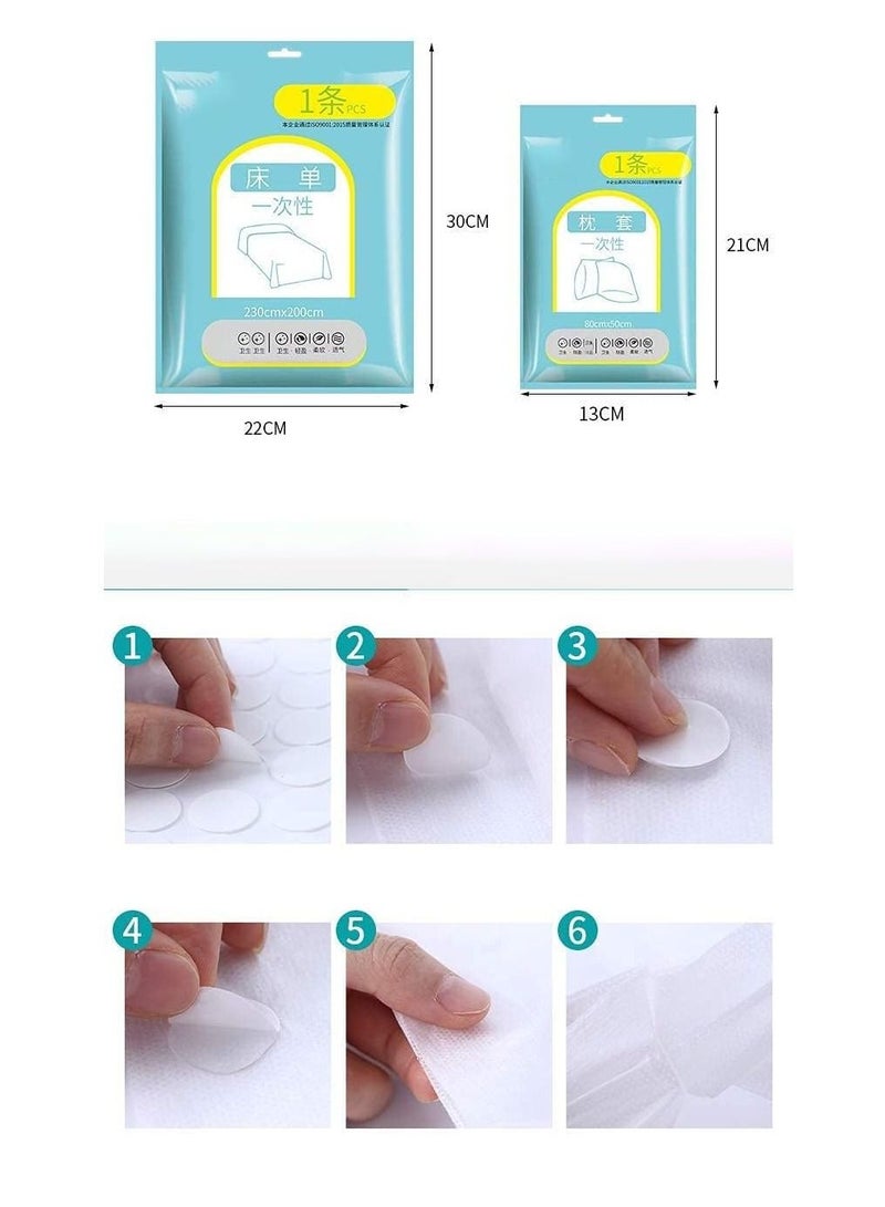 Disposable Bed Sheets for Travel, Quilt Cover and Pillow Case Set, Portable Disposable Bedding Set for Hotel and Travel (Travel 3-Piece Double)
