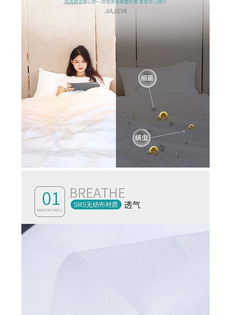 Disposable Bed Sheets for Travel, Quilt Cover and Pillow Case Set, Portable Disposable Bedding Set for Hotel and Travel (Travel 3-Piece Double)