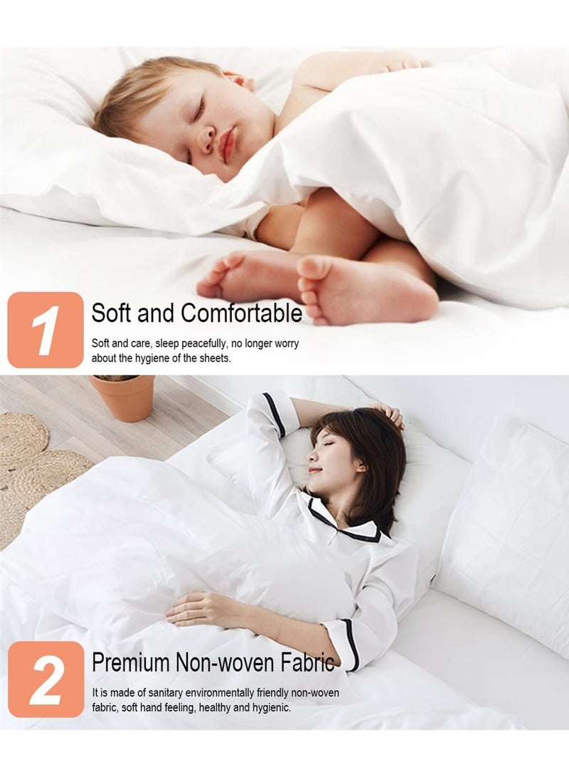 4 PCS Bed Sheets Set Disposable for Travel, Sheets Double Bed Travel Sheets for Hotel, Portable Sheet Quilt Cover Pillowcase Set for Travel Business Trip Spa Hotel, Ready to use Disposable Bedding Set