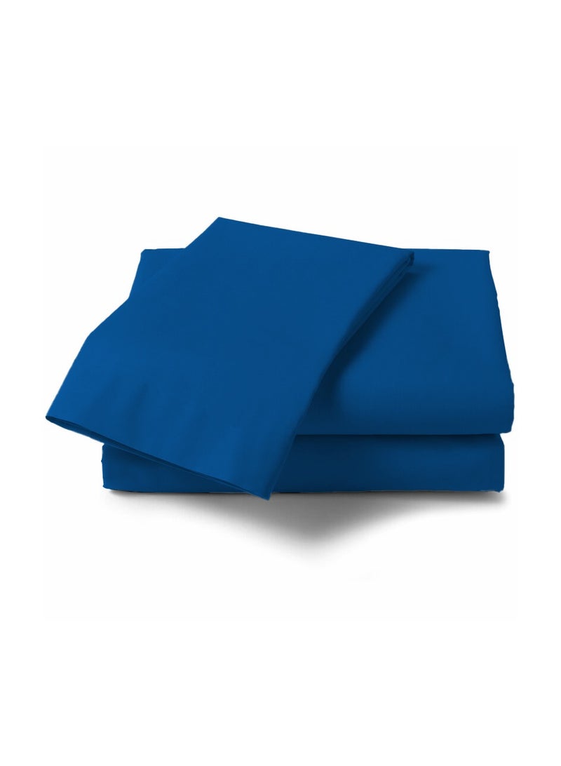 Queen Size Blue 4 Pcs set Soft Wrinkle Microfiber Bed Sheet Set with Pillow Covers 1 Flat Sheet 230X305cm 1 Fitted Sheet 150X200cm 2 Pillowcases 50X75cm