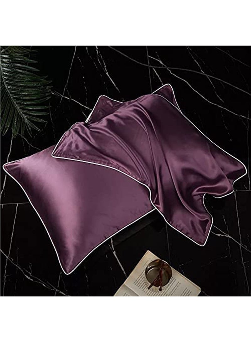 100% Mulberry Silk Pillowcase for Hair and Skin 19 Momme Natural Soft Breathable 48cmX74cm(Purple 1PC)