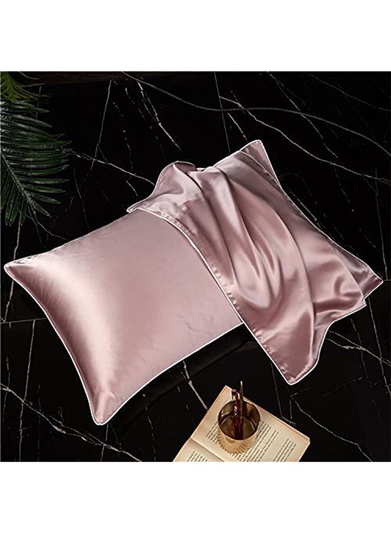 100% Mulberry Silk Pillowcase for Hair and Skin, 19 Momme Natural Silk Pillowcases, Soft Breathable Smooth Silk Pillow Cover 48cm*74cm(Pink 1PC)