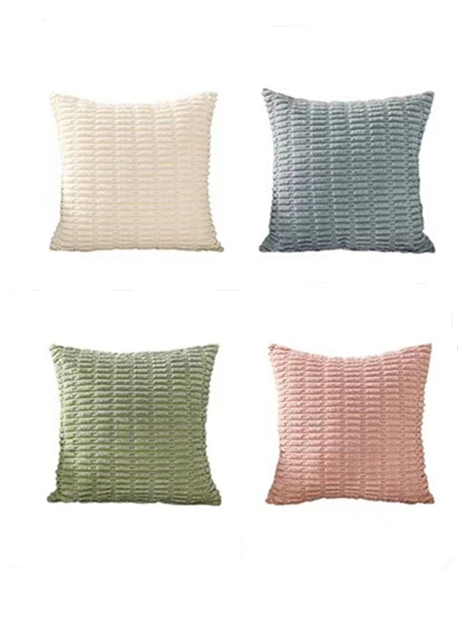 4-Piece Decorative Cushion Cover Pillow Cases Corduroy Multicolour 45 x 45 Centimeter