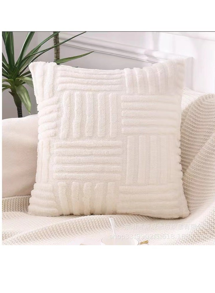 4-Piece Plush Pillow Cover Throw Pillowcase Sofa Pillow Cover White 45x45 Centimeter